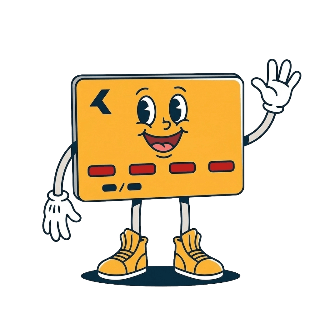 Kardi, the Kairos card mascot, waving